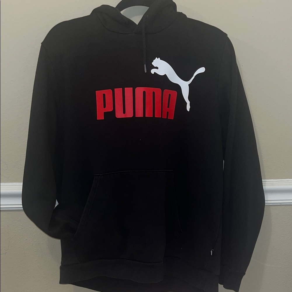 PUMA Black Hoodie with Red Logo